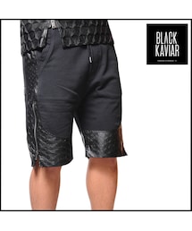 BLACK KAVIAR | BLACK KAVIAR (ブラックキャビア) ショーツ ハーフパンツ メンズ サイドジップ フェイクレザー切り替えし クロコ型押し(その他パンツ)