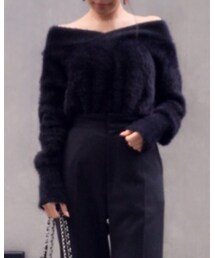 DHOLIC | フェイクファーVネックニットプルオーバー(ニット/セーター)