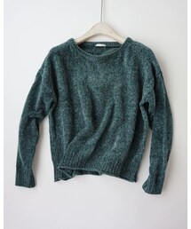 GU | 雪尼尔墨绿圆领毛衣(ニット/セーター)