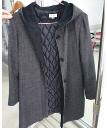 purelast | 深麻灰夹棉带帽呢大衣(モッズコート)