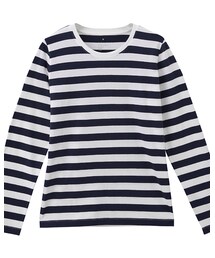 無印良品 | オーガニックコットンクルーネック長袖Ｔシャツ（ボーダー）(Tシャツ/カットソー)