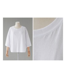 DHOLIC | ワイドハーフスリーブボクシーTシャツ・ホワイト(Tシャツ/カットソー)