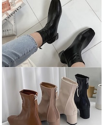 DHOLIC STYLE | naturalmind] バックジップヒールブーツ・p177868(ブーツ)