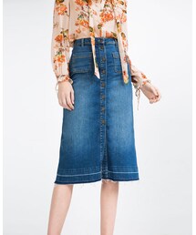 ZARA | ボタン付きデニムスカート(デニムスカート)
