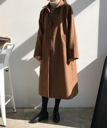 シングルブレストラシャ生地冬新作韓国風学園風無地2色海外トレンドコート(ダウンジャケット/コート)