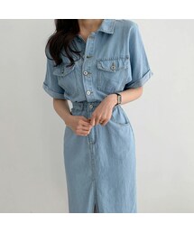 韓国風超人気オススメファッションデニムカジュアルワンピース(ワンピース)