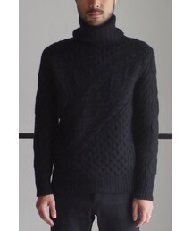 RAINMAKER | RAINMAKER15AW-OBLIQUE ALAN KNIT TURTLE-NECK(BLACK)(ニット/セーター)