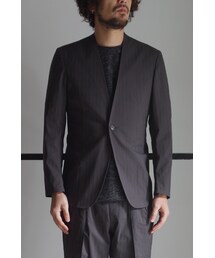 RAINMAKER | RAINMAKER 17SS-SEERSUCKER NO COLLAR JACKET / KHAKI(ノーカラージャケット)