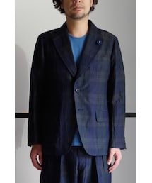 RAINMAKER | RAINMAKER-18SS WASHER LINEN SINGLE BREASTED JACKET(BLACK WATCH)(テーラードジャケット)