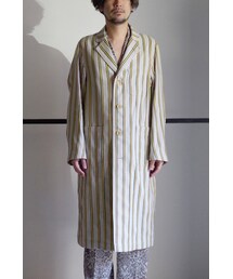 RAINMAKER | RAINMAKER 18SS- STRIPE SHOP COAT(BEIGE X STRIPE)(ステンカラーコート)
