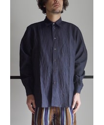 RAINMAKER | RAINMAKER 18SS-WASHER LINEN L/S SHIRTS(NAVY STRIPE)(シャツ/ブラウス)