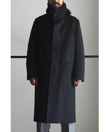 RAINMAKER | RAINMAKER 19AW HOODED MELTON COAT(BLACK)(ステンカラーコート)
