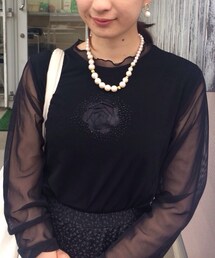 ブランド不明 | 袖シースルー首つまりトップス（used）(Tシャツ/カットソー)