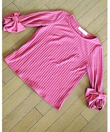 tocco | 七分袖！袖がリボンでかわいい🎀首元は鎖骨より上まで(Tシャツ/カットソー)