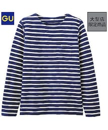 GU | (GU)ボーダーボートネックT(Tシャツ/カットソー)