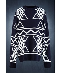 ByTheR | エスニックパターンルーズフィットクルーネックニットセーター(ニット/セーター)