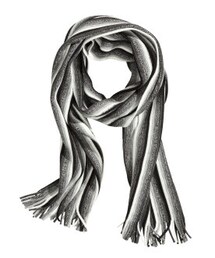 H&M | ファインニットのマフラー。 両端にフリンジが施されています。 サイズ30x180cm。 100% アクリル(マフラー)