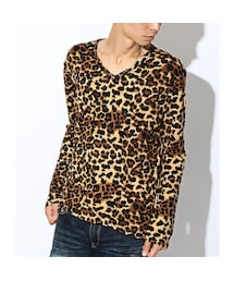 HAMLET | ストレッチVネック レオパード総柄カットソー(Tシャツ/カットソー)