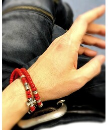 自分で組んだブレス | ガラスビーズとシルバーのコンビ(ブレスレット)