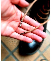 無色皮色のレザーシューの先端部に金具 | カスタマイズ(ブーツ)