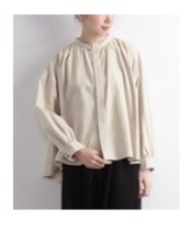 ノーカラーギャザーブラウス | シャツ/ブラウス
