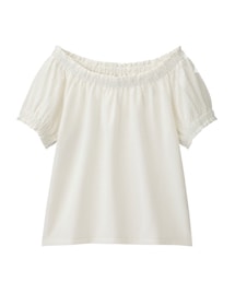 GU | ドットジャカードオフショルダーT(半袖)(トップス)