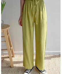 ENVYLOOK | リネンレーヨンウエストゴムリボンワイドパンツ(パンツ)