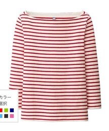 UNIQLO | WボーダーボートネックT(七分袖)(Tシャツ/カットソー)