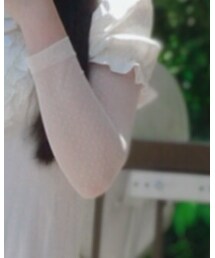 no brand | ブランド不明/レース&ドット柄チュールのVネック長袖チュニック(チュニック)