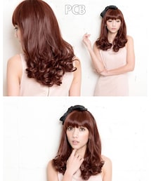 AQUADOLL | AQUADOLL/ぱっつんバングスドーリーカールミディアムウィッグ[フルウィッグ](PCB:ピーチブラウン)(ウィッグ)