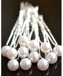 スタンダード | スタンダード/パール Uピン(12本セット)(白パール×シルバー)(ヘアピン)