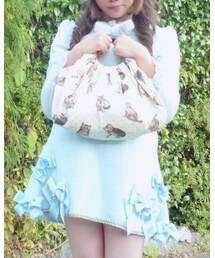 Handmade | ハンドメイド(サークル作)/子トラ猫&ドット柄・グラニーバッグ(ベージュ系)(ハンドバッグ)
