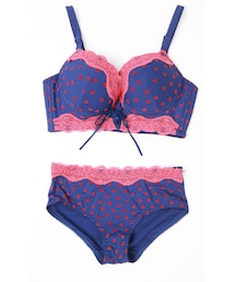 chuu | ハートプリントレース配色ブラショーツセット(ブラ&ショーツ)