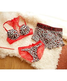レッドレオパードブラ&ショーツ(ブラ&ショーツ)