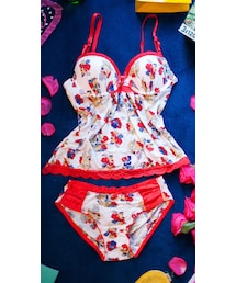 カラフルフラワーキャミソール＆ショーツセット(ブラ&ショーツ)