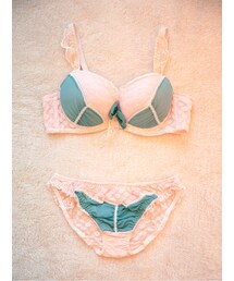 chuu | ラブリードットレース配色ブラショーツ(ブラ&ショーツ)