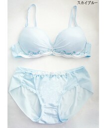フラワー刺繍ラインキュービックポイントブラ&ショーツ(ブラ&ショーツ)