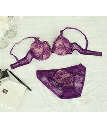 スカラップシシュウレースブラ&ショーツ(ブラ&ショーツ)