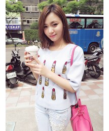 口紅亮片上衣(Tシャツ/カットソー)