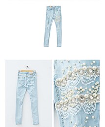 耀眼微笑珠飾牛仔褲(その他パンツ)