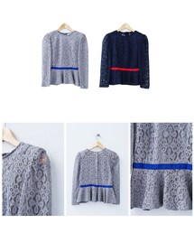 風華年代雕花墊肩上衣(ニット/セーター)