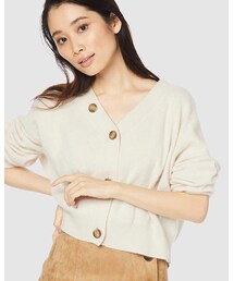 SNIDEL | ラクーンショートカーディガン(アイボリー)(カーディガン/ボレロ)