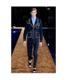 PRADA | PRADAプラダ[15SSステッチスラックス/ネイビー/44]美品(スラックス)