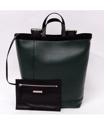 MARNIマルニ[2WAYカーフレザーリュック/バックパック/トートバッグ/GRN×BLK]新品未使用(バックパック/リュック)