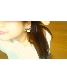 定番のパール…でも、 | リボンの柄はレオパード💓(イヤリング)