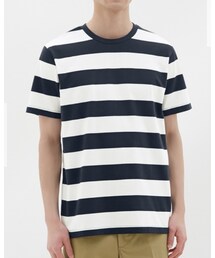 GU | GU ワイドボーダークルーネックT-XL(Tシャツ/カットソー)