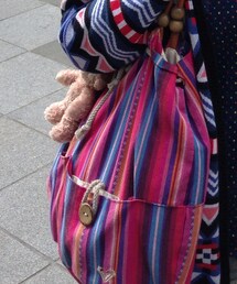 ROXY | 桃紅圖騰棉麻包(ショルダーバッグ)