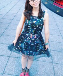 H&M | 黑紗星球點點無袖洋裝(ワンピース)