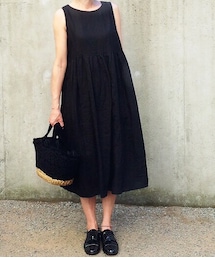 LE GLAZIK | 黒リネンワンピース(ワンピース)