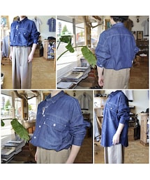 ＣＡＦＥＴＴＹ　カフェッティ　レディース　女性　デニムシャツ　オーバーシャツ　ビッグサイズ　ＣＦ７１２６　6ozライトオンスデニム(シャツ/ブラウス)